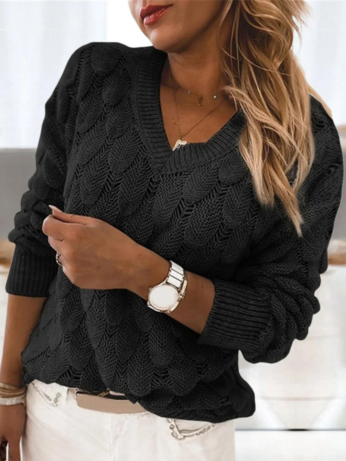 Faye - Eleganter Pullover mit V-Ausschnitt